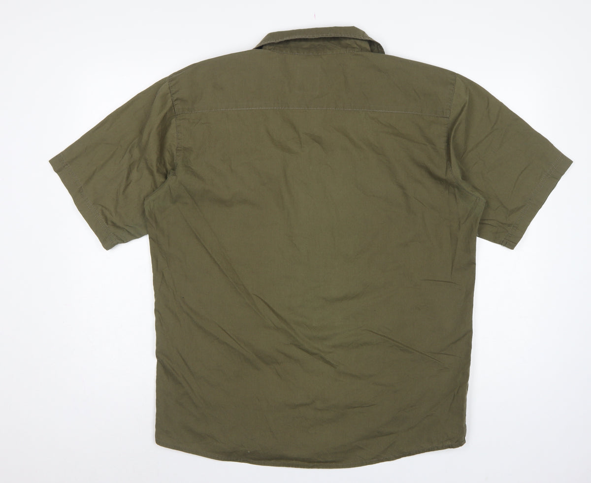 Dickies Men’s Green L Workwear Short Sleeve Button-Up Shirt Pockets