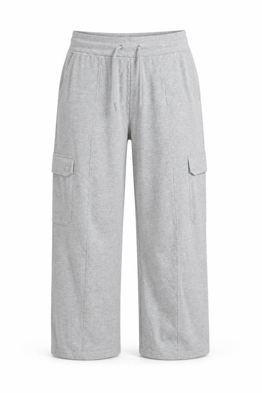 M&S Women Grey Size 10 Short Wide Leg Stretch Cargo Trousers