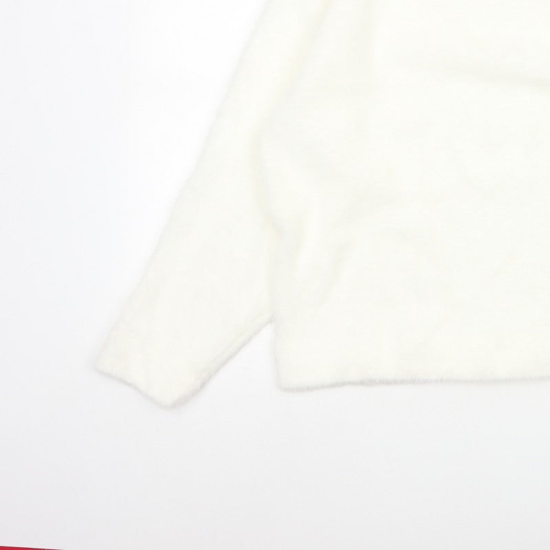 Marks & Spencer Women's Ivory M Regular Fuzzy V-Neck Jumper Long Sleeve