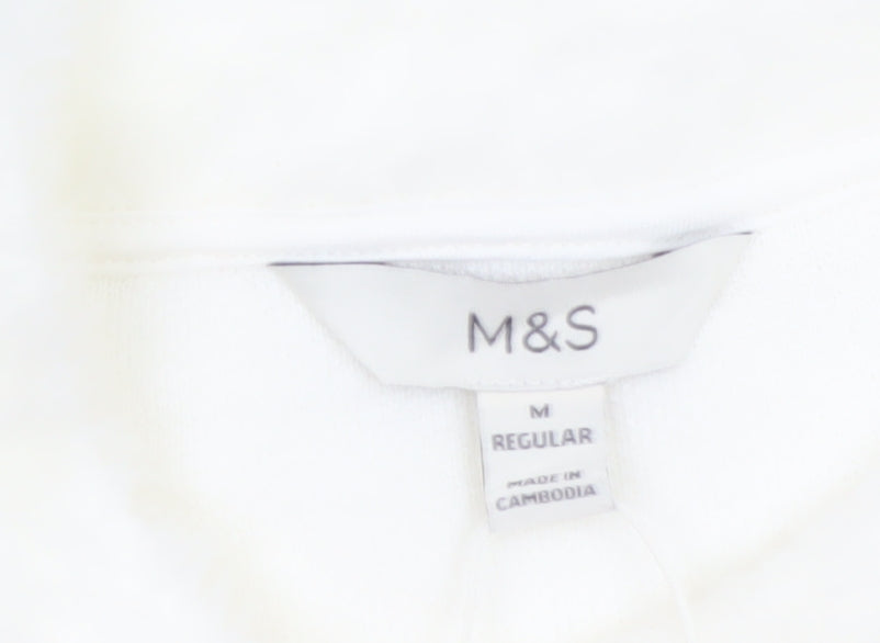 Marks & Spencer Women's Ivory M Regular Fuzzy V-Neck Jumper Long Sleeve
