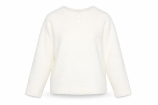 Marks & Spencer Women's Ivory M Regular Fuzzy V-Neck Jumper Long Sleeve