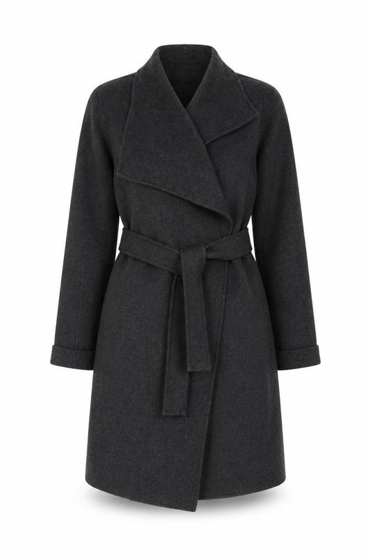 Joseph Women’s Grey UK 10 Wool Cashmere Belted Long Wrap Overcoat