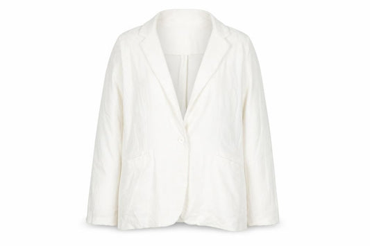 New Look Women’s Ivory UK 16 Long Cotton Blend One Button Blazer