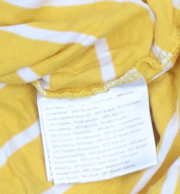 Regatta Women Yellow White Striped Basic Jersey Top UK 12 3/4 Sleeve