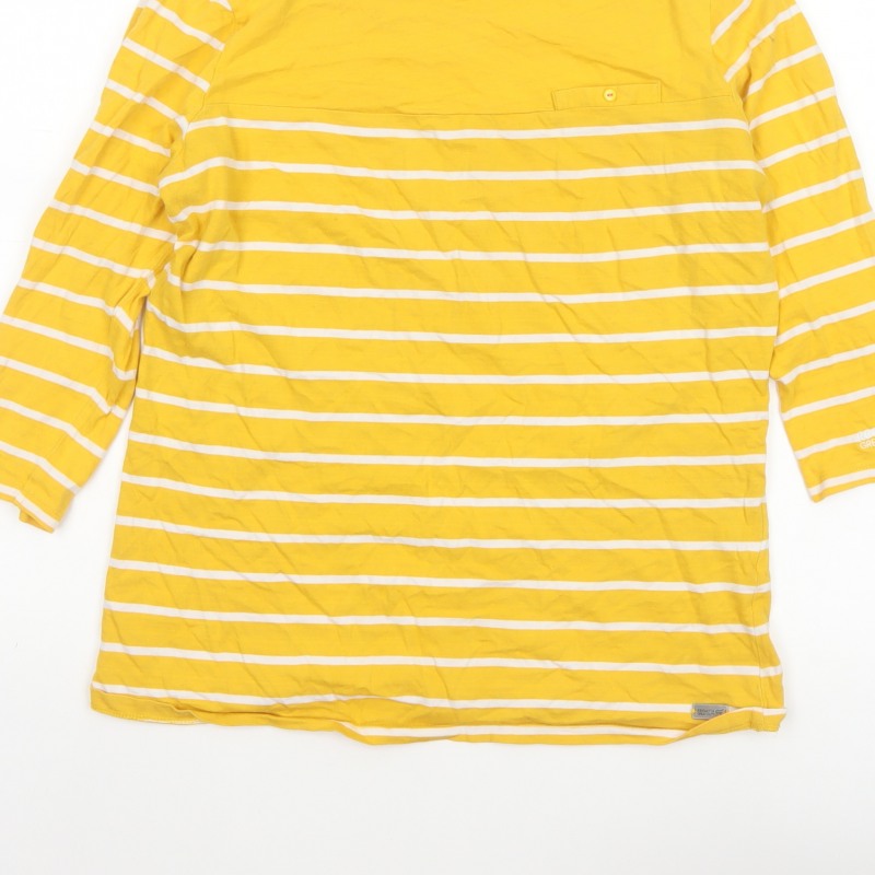 Regatta Women Yellow White Striped Basic Jersey Top UK 12 3/4 Sleeve