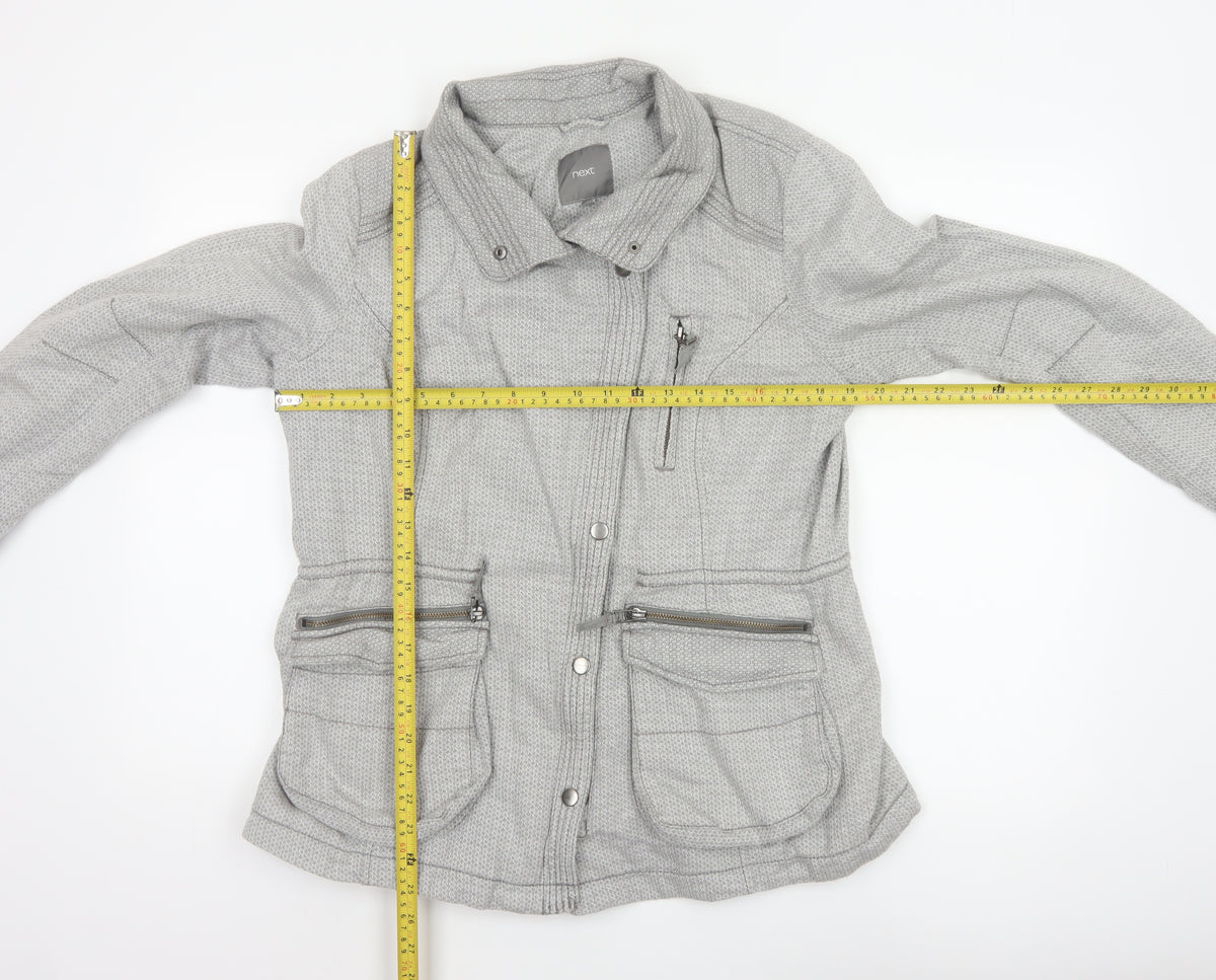 Next Women Grey UK 16 Basic Jacket Cotton Herringbone Zip Pockets