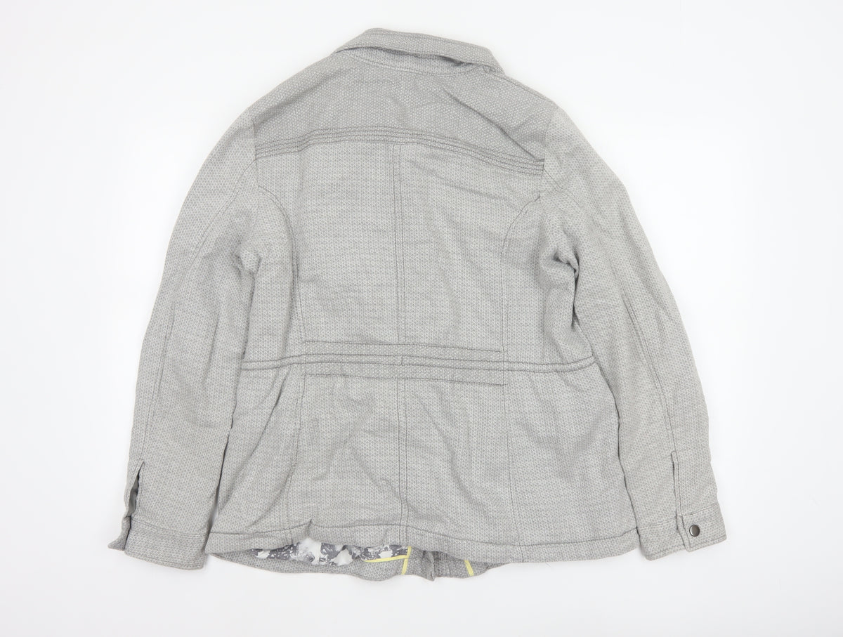 Next Women Grey UK 16 Basic Jacket Cotton Herringbone Zip Pockets