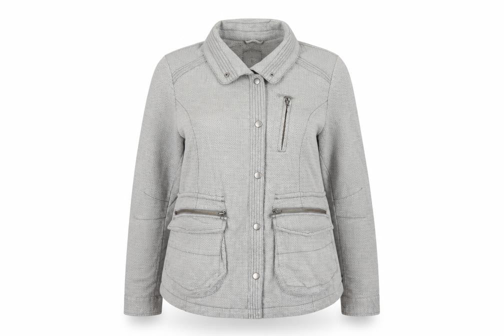 Next Women Grey UK 16 Basic Jacket Cotton Herringbone Zip Pockets