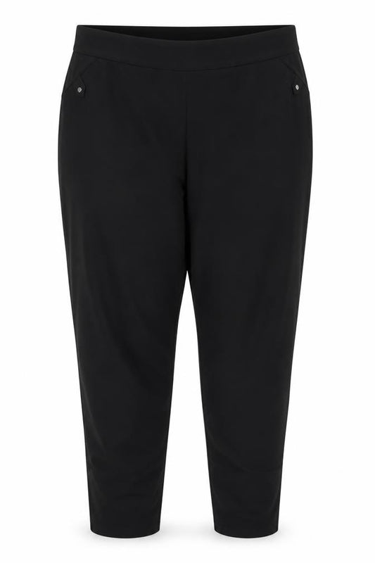Bonmarché Women Black Size 22 Tapered Stretch Trousers Pockets