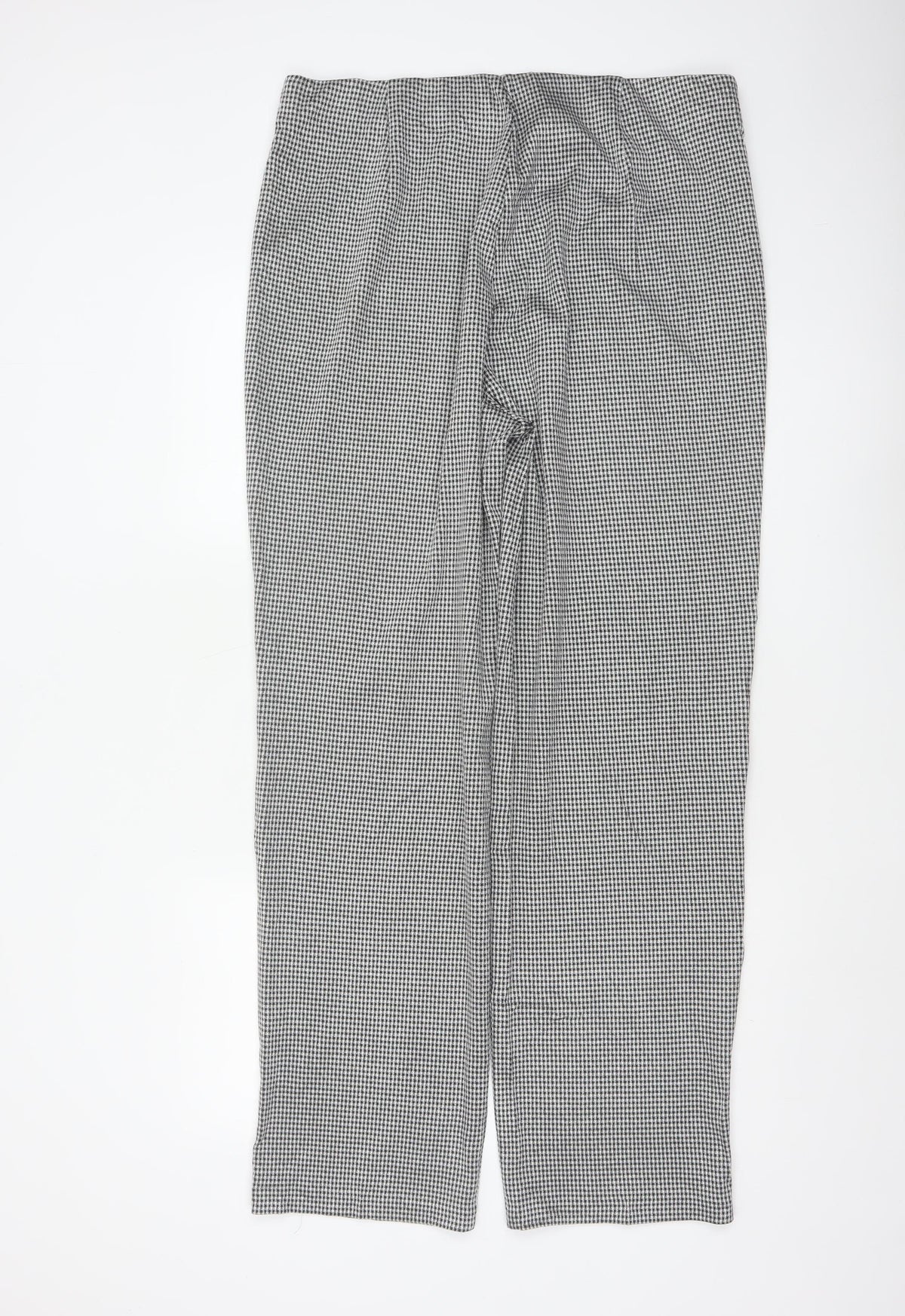 Marks & Spencer Women Black Check Size 18 Straight Stretch Trousers