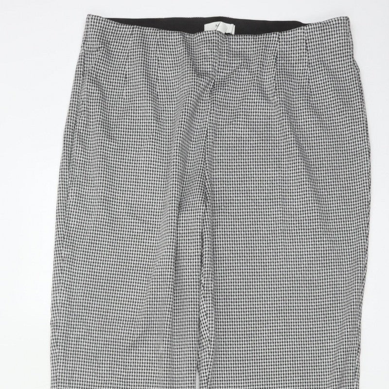 Marks & Spencer Women Black Check Size 18 Straight Stretch Trousers