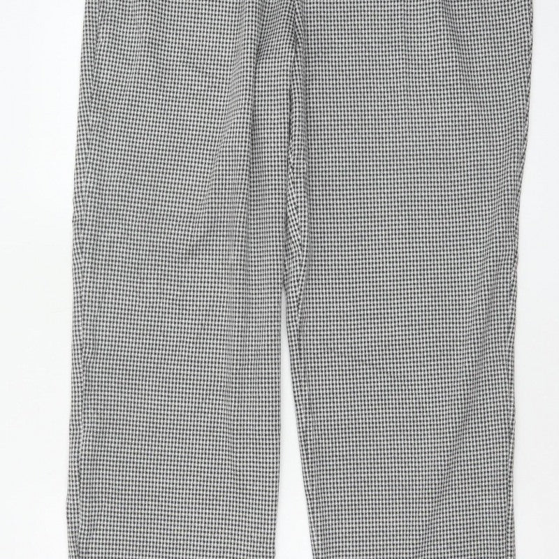 Marks & Spencer Women Black Check Size 18 Straight Stretch Trousers
