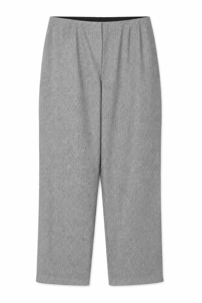 Marks & Spencer Women Black Check Size 18 Straight Stretch Trousers