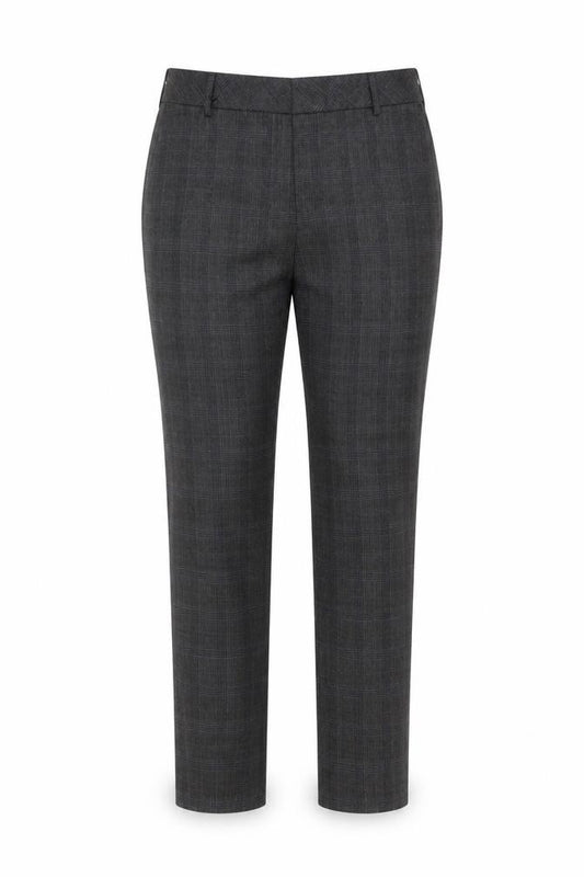 Next Women Grey Check Wool Blend Tapered Tailored Trousers UK 12