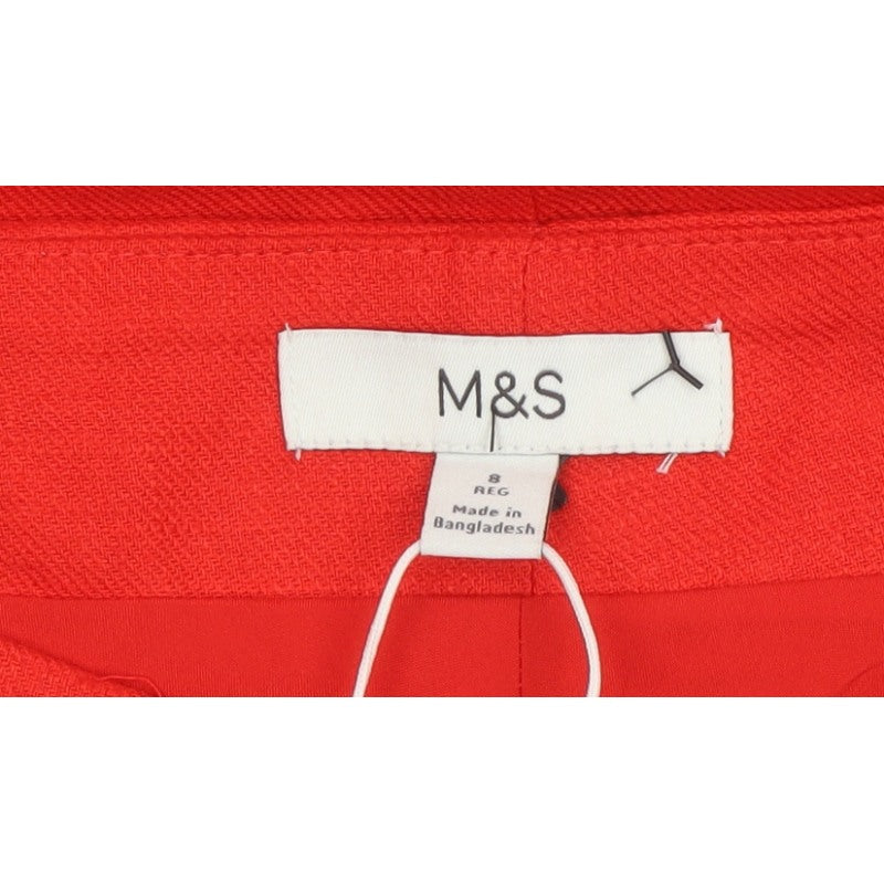 M&S Women Red Size 8 Linen Blend Button Front Long Pencil Skirt