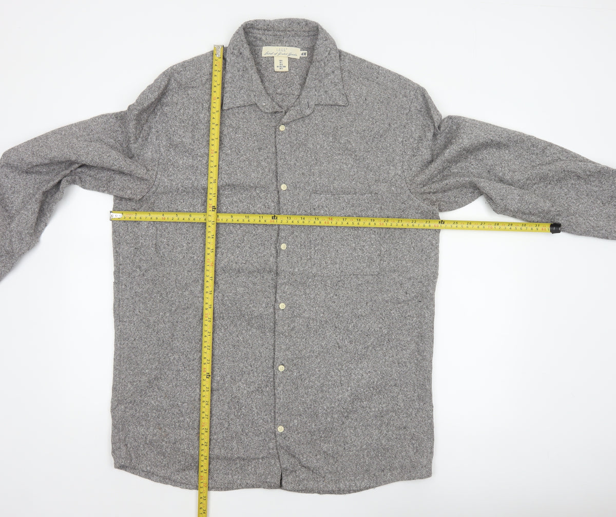 H&M LOGG Men’s Grey Herringbone Cotton Blend Long Sleeve Shirt L