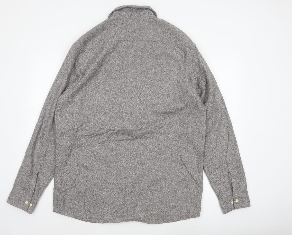 H&M LOGG Men’s Grey Herringbone Cotton Blend Long Sleeve Shirt L