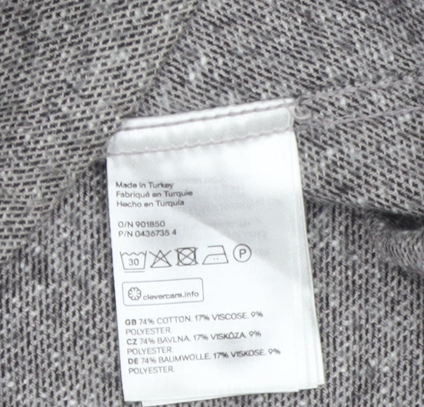 H&M LOGG Men’s Grey Herringbone Cotton Blend Long Sleeve Shirt L