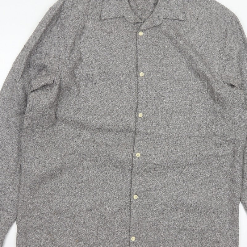 H&M LOGG Men’s Grey Herringbone Cotton Blend Long Sleeve Shirt L