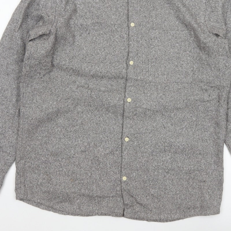 H&M LOGG Men’s Grey Herringbone Cotton Blend Long Sleeve Shirt L