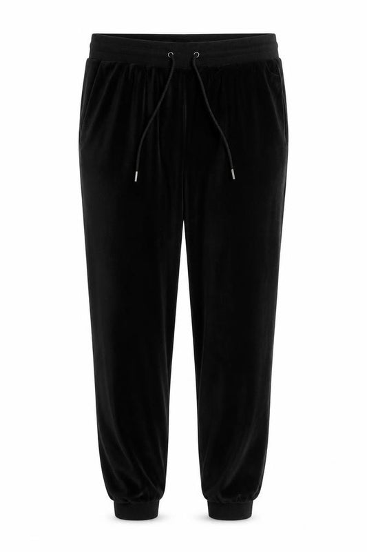 Marks & Spencer Women Black UK 12 Velvet Jogger Trousers Drawstring