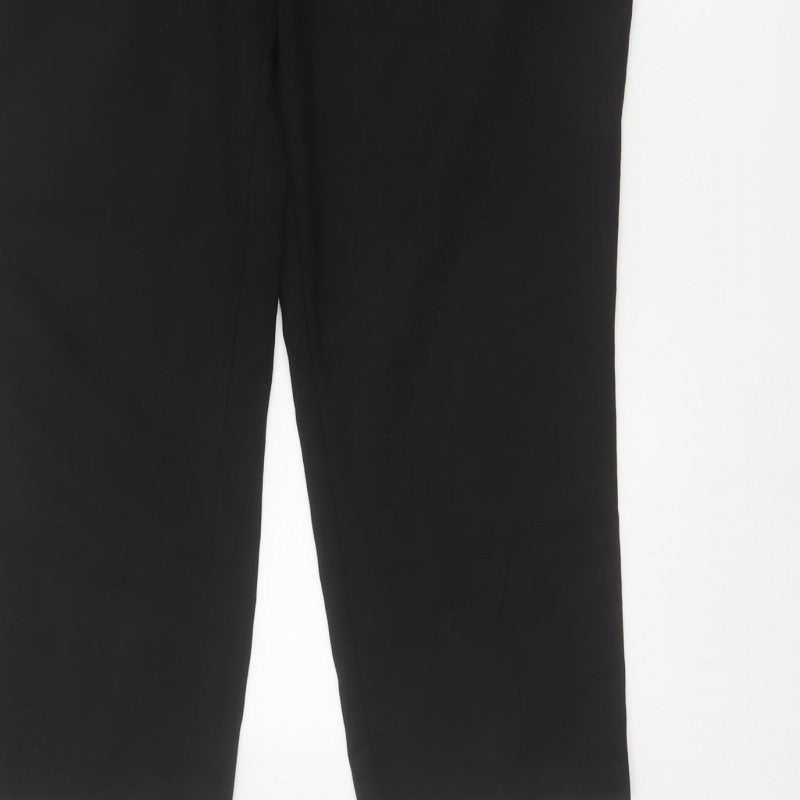 Next Women Black UK 16 Tall Straight Leg Work Trousers Pockets