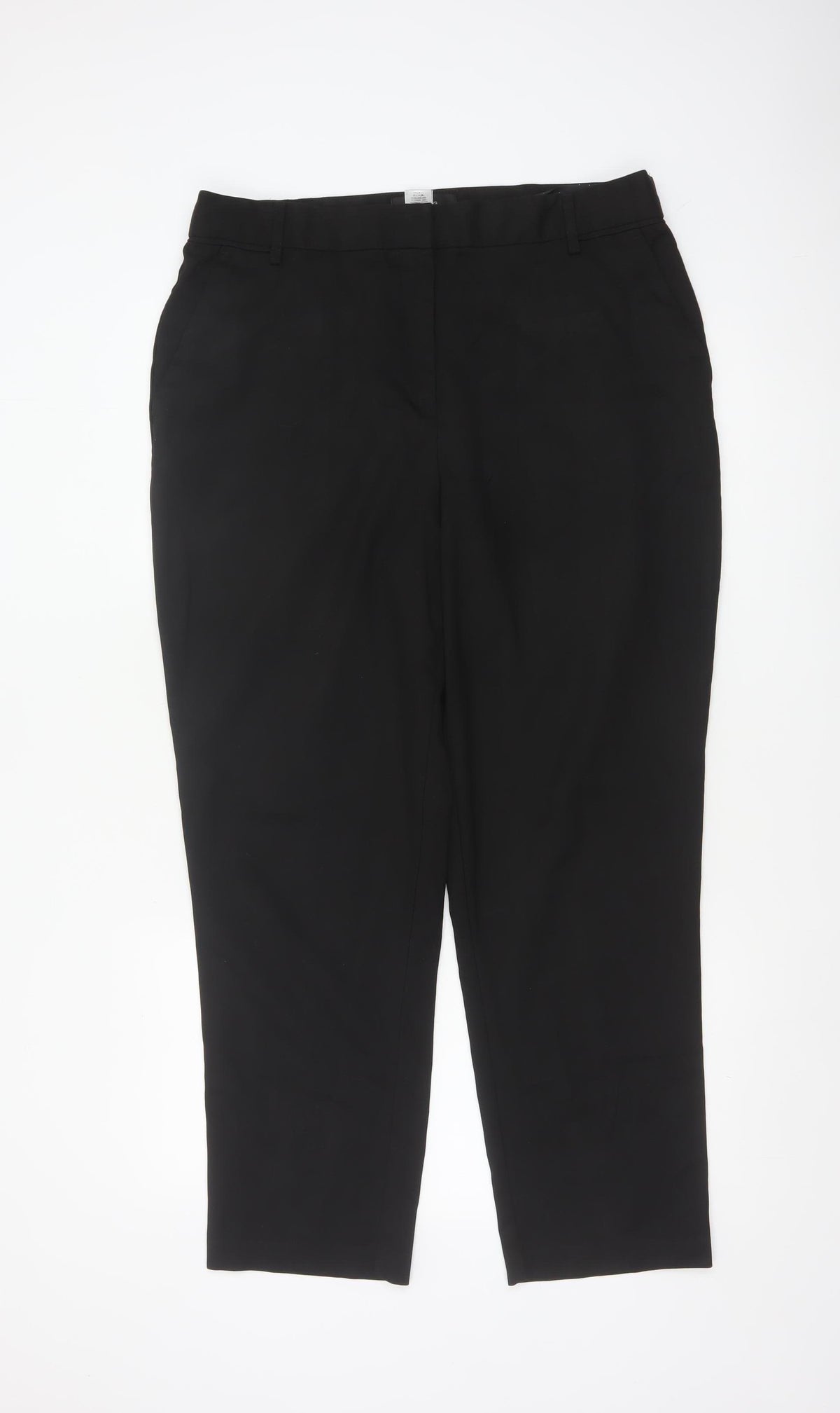 Next Women Black UK 16 Tall Straight Leg Work Trousers Pockets