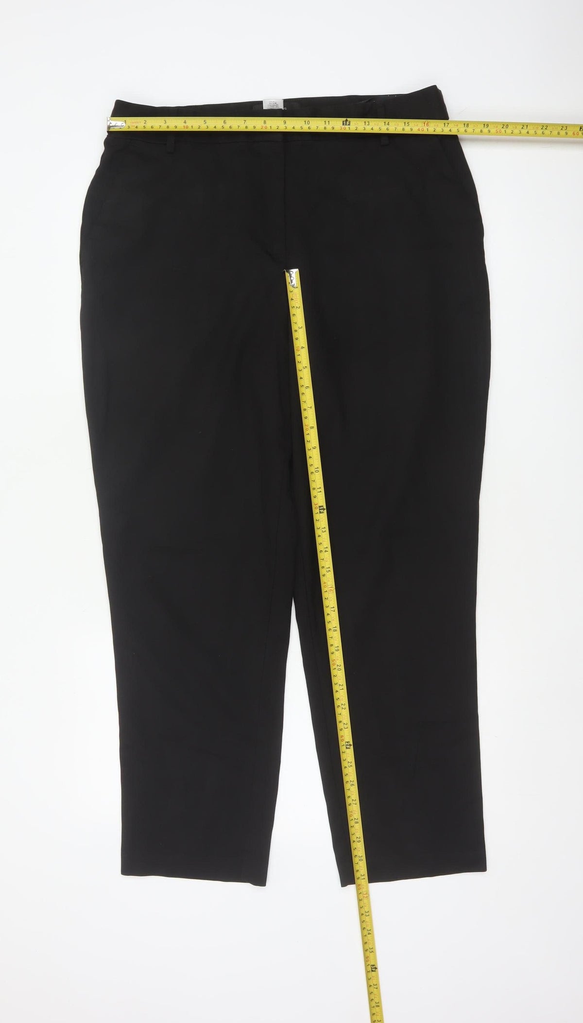 Next Women Black UK 16 Tall Straight Leg Work Trousers Pockets