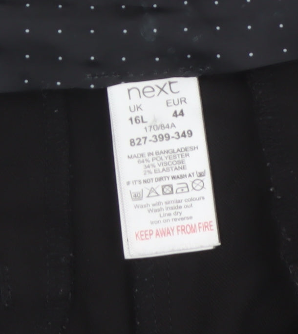 Next Women Black UK 16 Tall Straight Leg Work Trousers Pockets