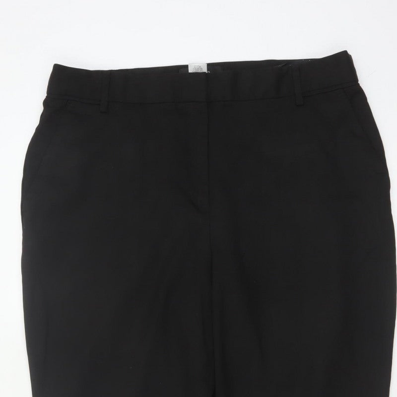 Next Women Black UK 16 Tall Straight Leg Work Trousers Pockets