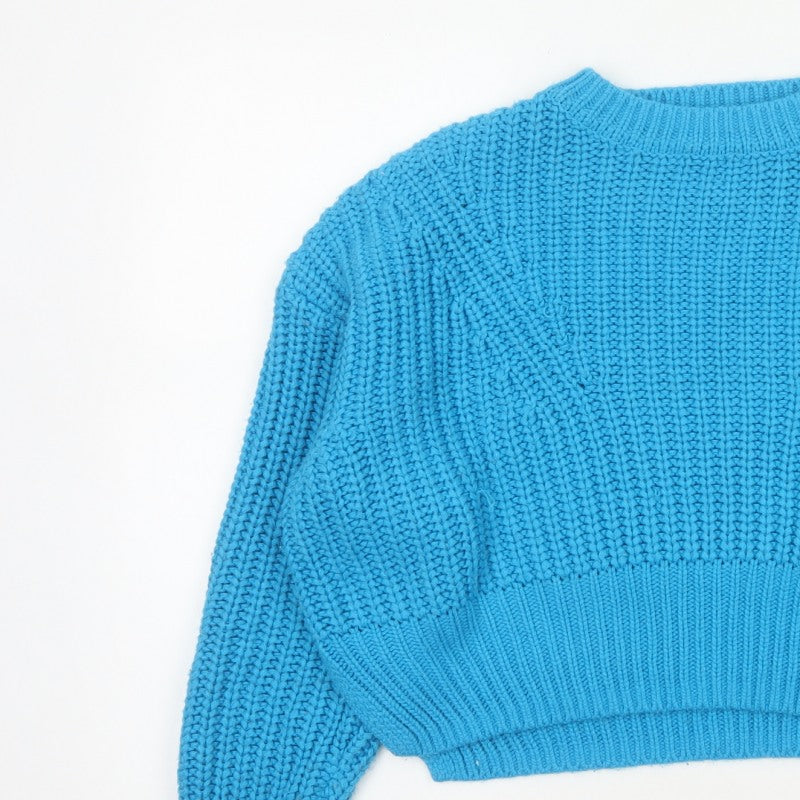 Jessica Simpson Women Blue L Chunky Knit Crew Neck Pullover Jumper