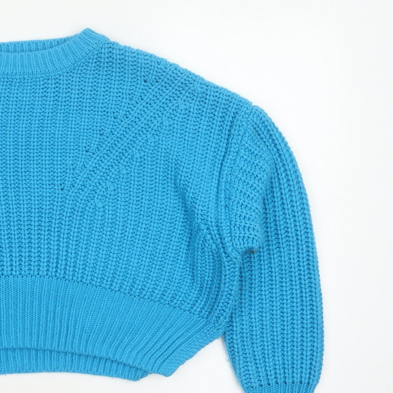 Jessica Simpson Women Blue L Chunky Knit Crew Neck Pullover Jumper