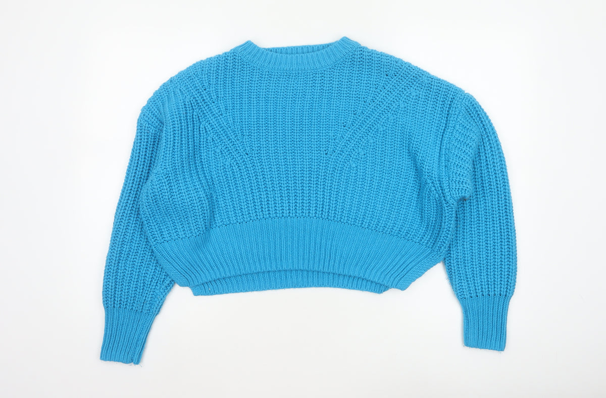 Jessica Simpson Women Blue L Chunky Knit Crew Neck Pullover Jumper