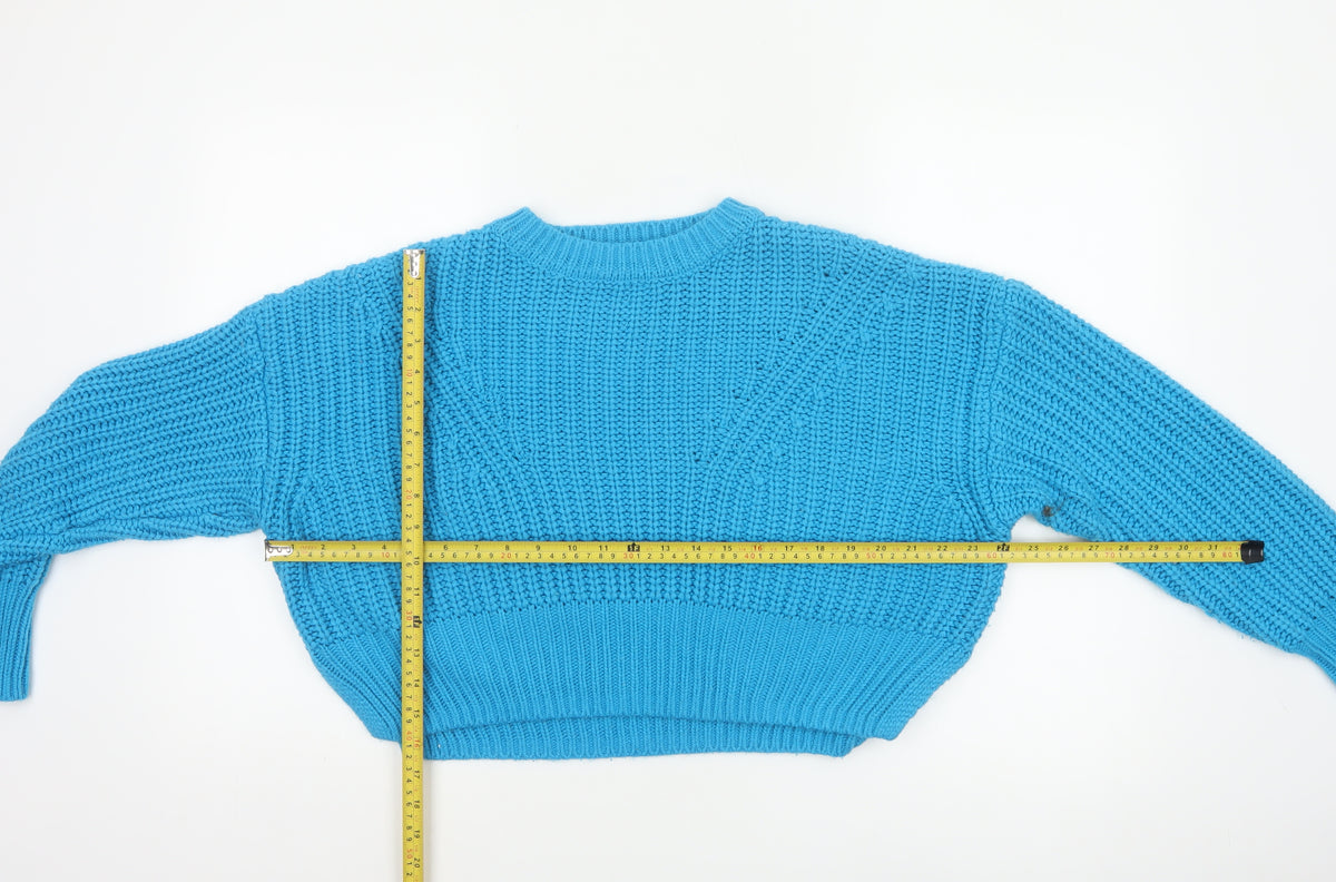 Jessica Simpson Women Blue L Chunky Knit Crew Neck Pullover Jumper
