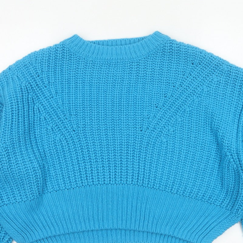Jessica Simpson Women Blue L Chunky Knit Crew Neck Pullover Jumper