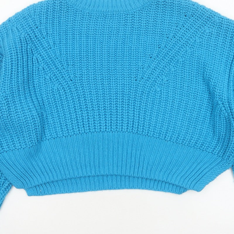 Jessica Simpson Women Blue L Chunky Knit Crew Neck Pullover Jumper