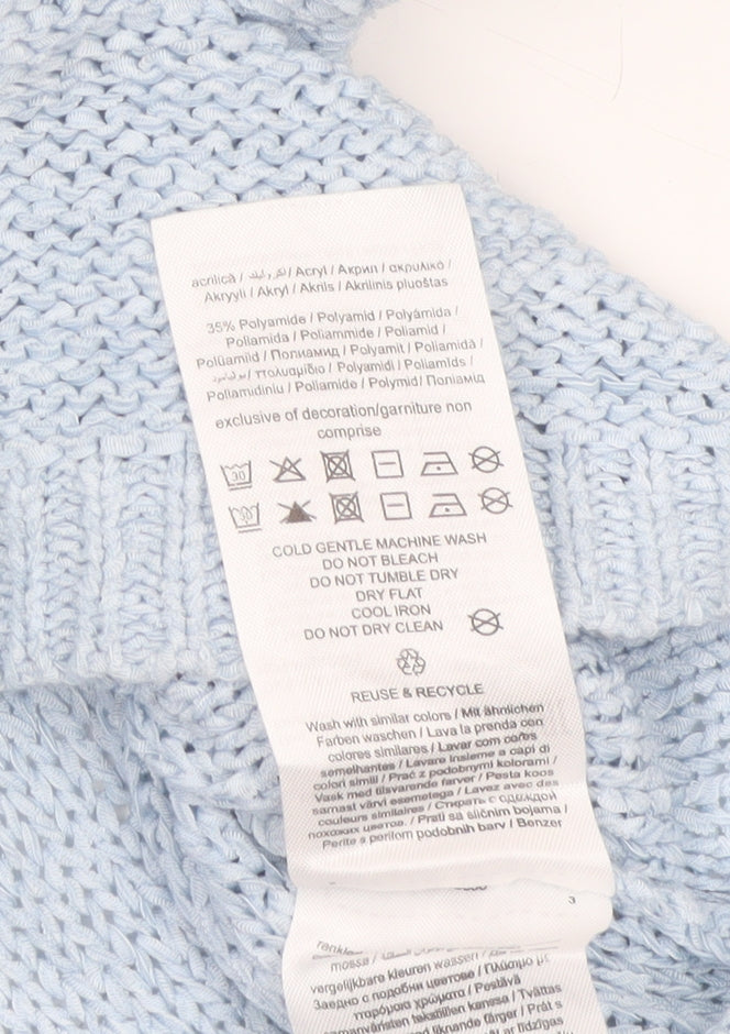 ONLY Women Blue M Crew Neck Raglan Knit Pullover Jumper