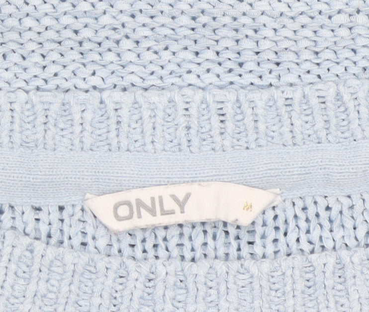 ONLY Women Blue M Crew Neck Raglan Knit Pullover Jumper