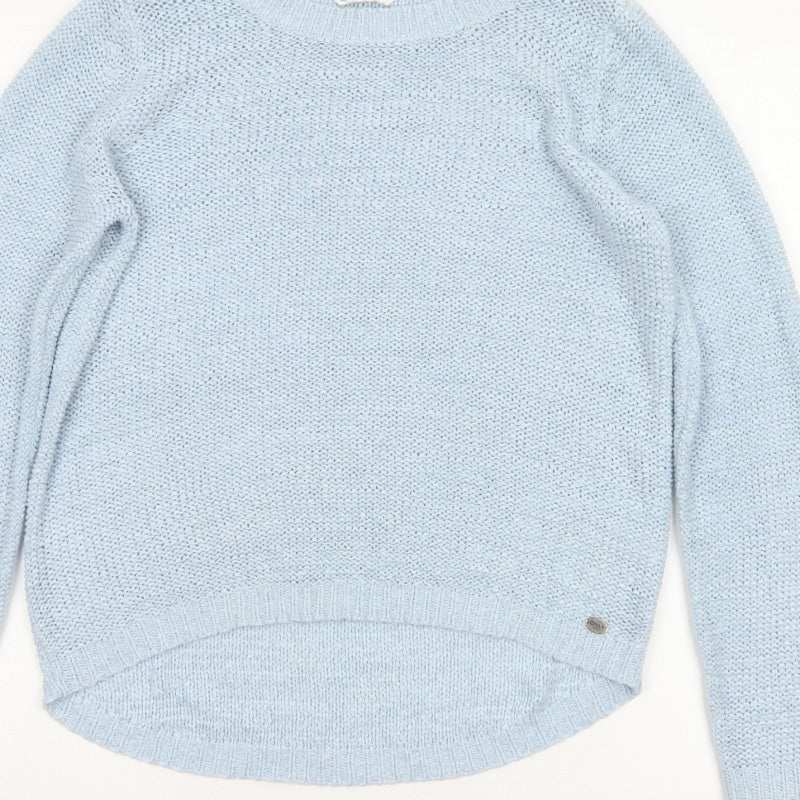 ONLY Women Blue M Crew Neck Raglan Knit Pullover Jumper