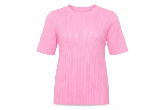 Marks and Spencer Women Pink S Ribbed Knit Tunic Short Sleeve T-Shirt