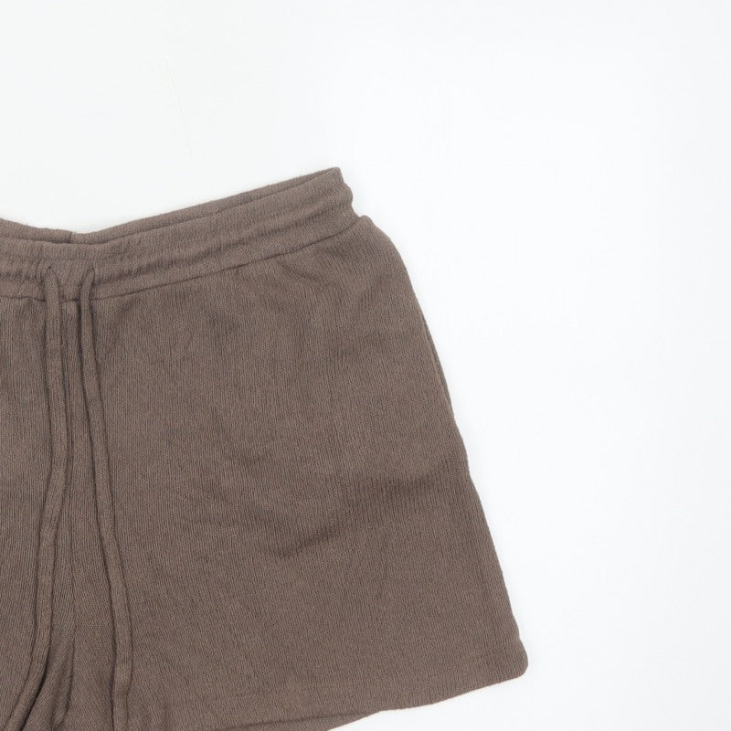 H&M Women’s Brown Wool Blend Knit Drawstring Shorts Size L
