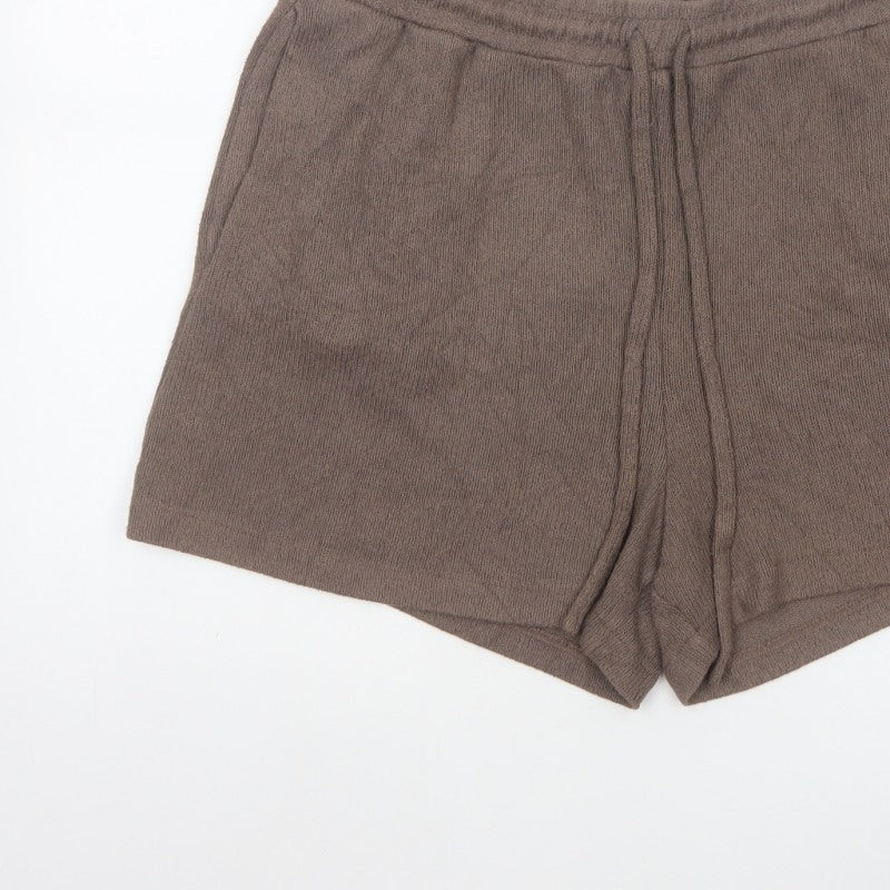 H&M Women’s Brown Wool Blend Knit Drawstring Shorts Size L
