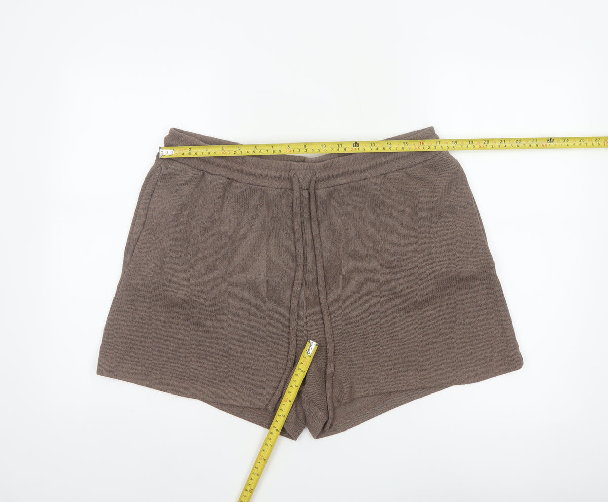 H&M Women’s Brown Wool Blend Knit Drawstring Shorts Size L