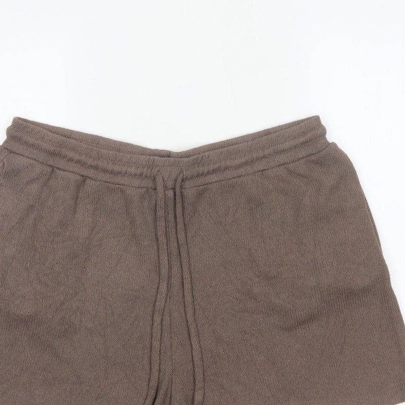H&M Women’s Brown Wool Blend Knit Drawstring Shorts Size L