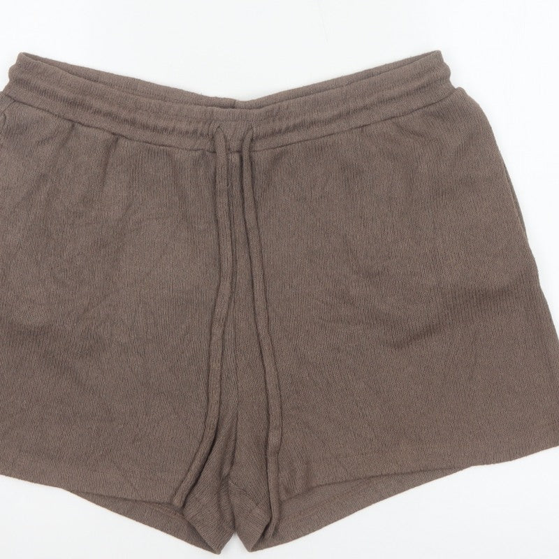 H&M Women’s Brown Wool Blend Knit Drawstring Shorts Size L