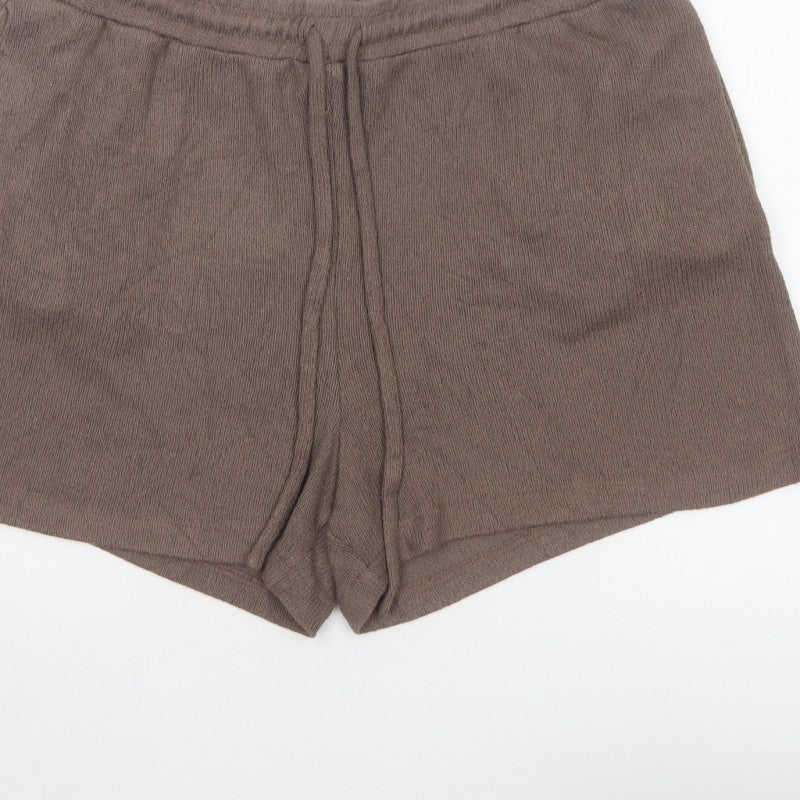 H&M Women’s Brown Wool Blend Knit Drawstring Shorts Size L