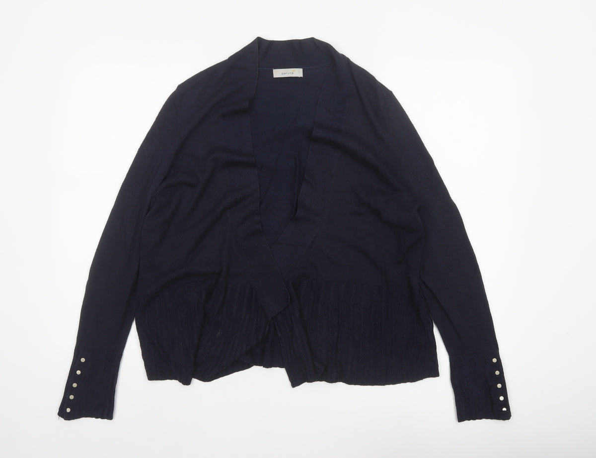 Per Una Women's Navy Blue Size 18 Open Wrap Cardigan Long Sleeve Knit