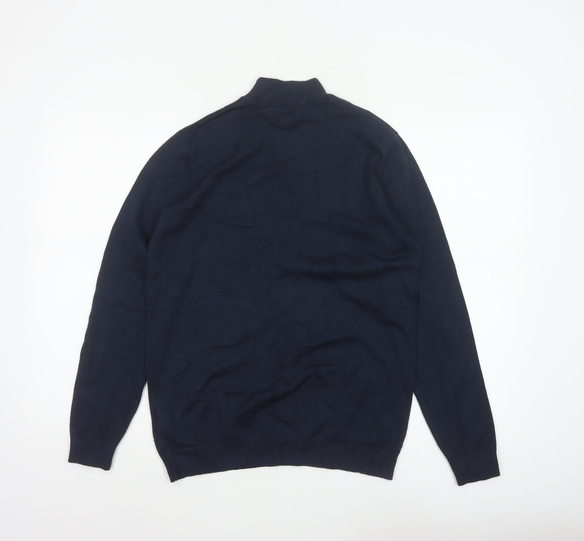 Pull&Bear Men's Navy M Mock Neck Viscose Knit Pullover Jumper