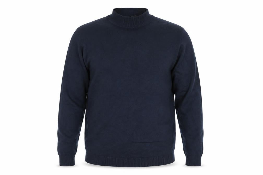 Pull&Bear Men's Navy M Mock Neck Viscose Knit Pullover Jumper