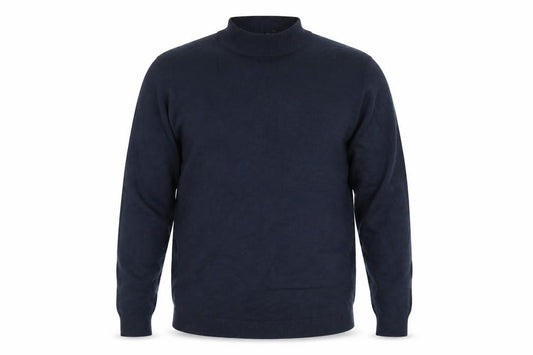 Pull&Bear Men's Navy M Mock Neck Viscose Knit Pullover Jumper